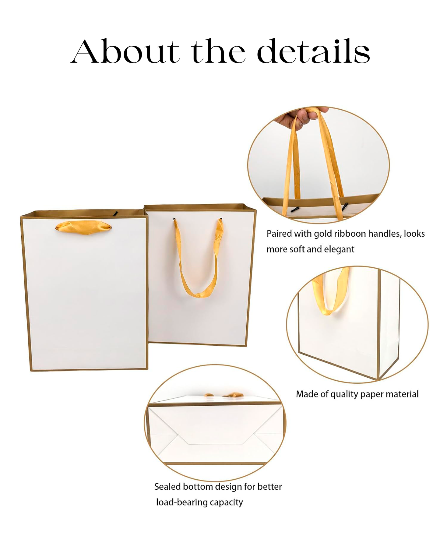 Elegant Gift Bags with Gold Satin Handles